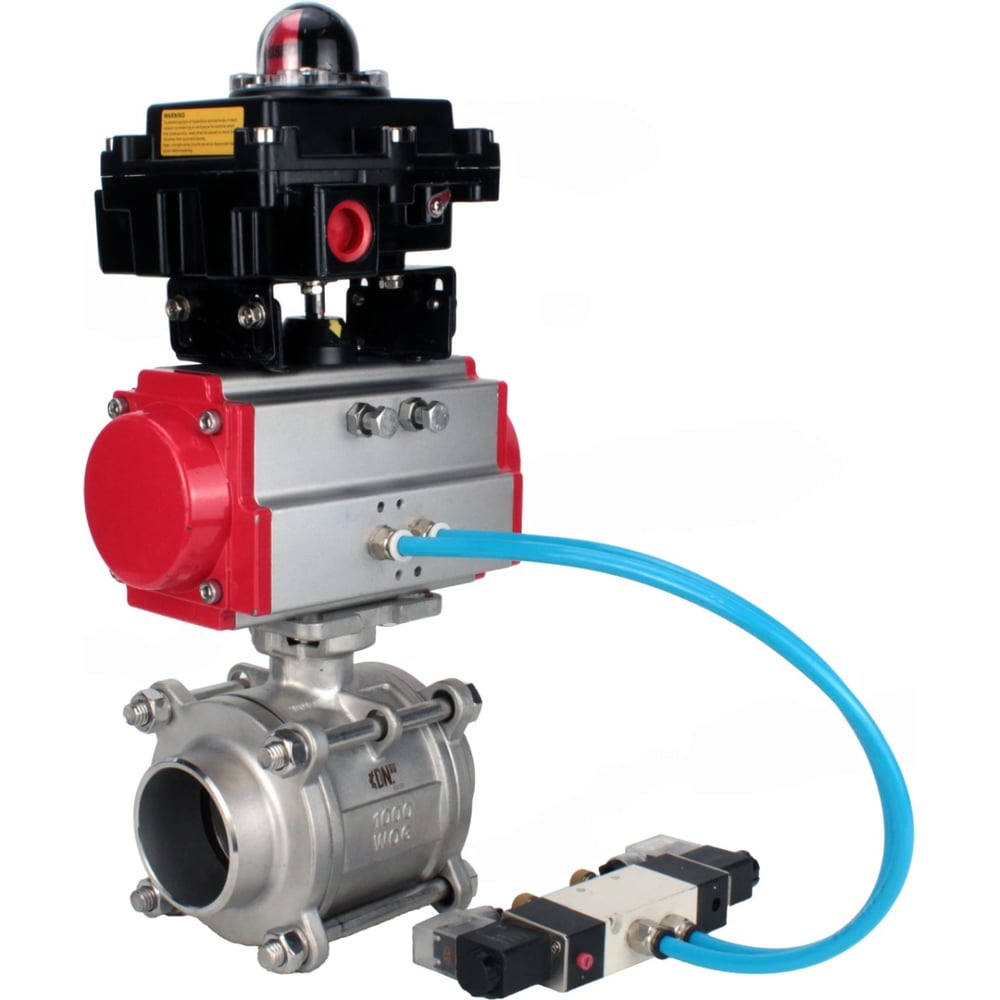 Изображение товара Кран DN.ru 316-316-PTFE-FP-W-ISO-H WDVF Ду32 пневмопривод разборный профессиональный