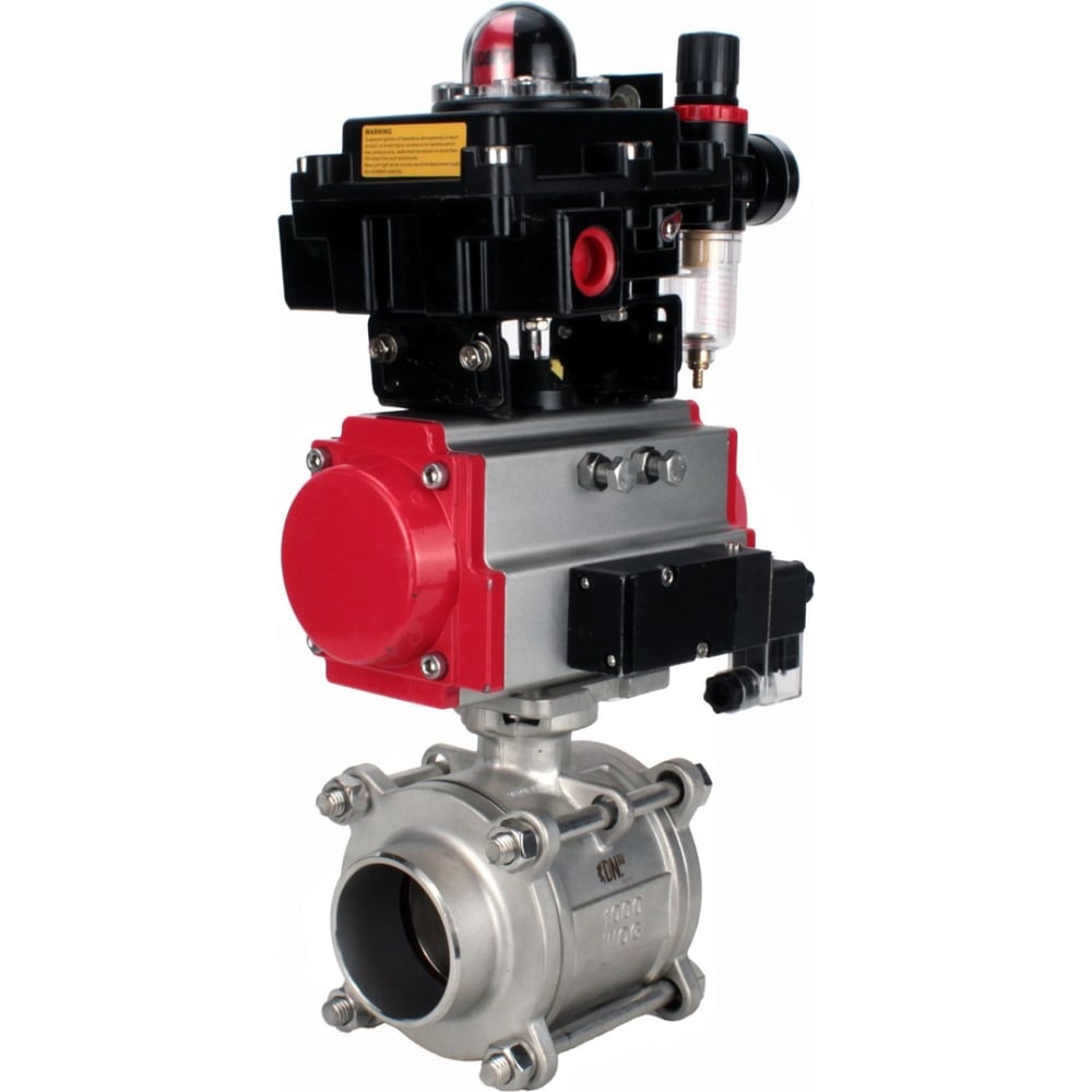 Изображение товара Кран DN.ru 316-316-PTFE-FP-W-ISO-H WDVF Ду32 ру63 пневмопривод нержавеющая сталь