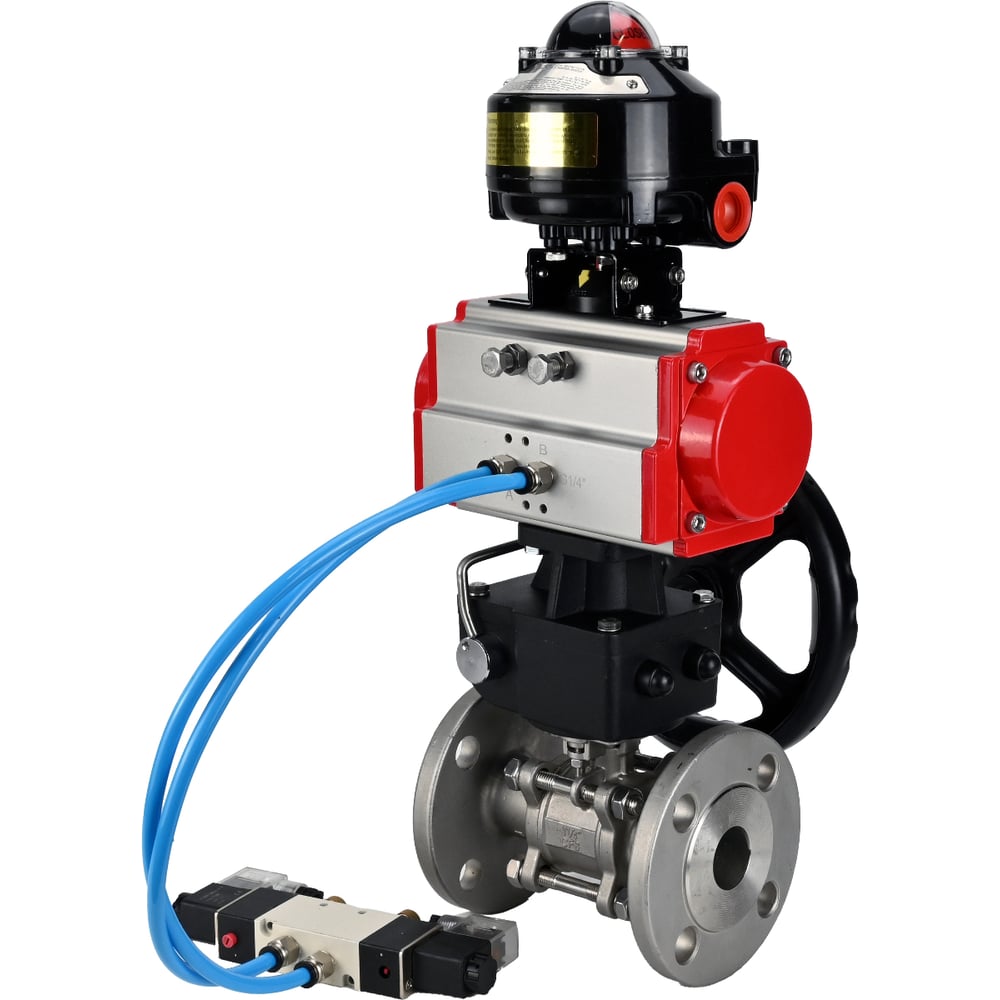 Изображение товара Кран DN.ru КШФПТ-ISO.316.180 Ду100 Ру16 WDVF пневмопривод разборный