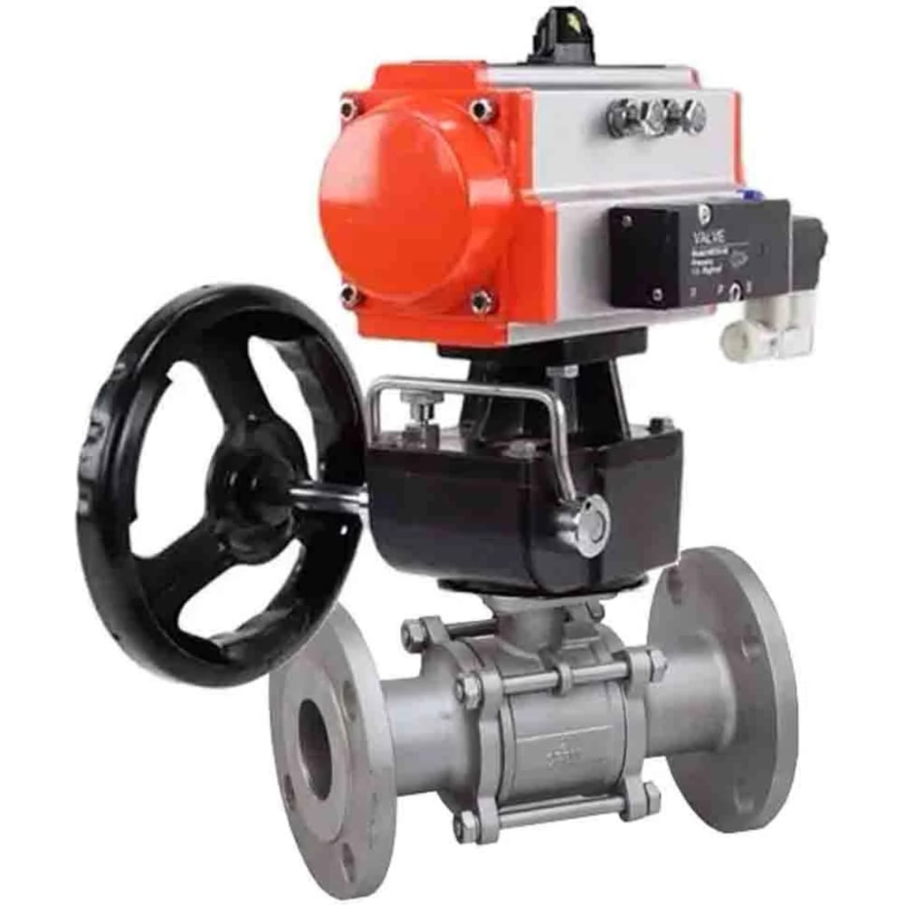 Изображение товара Кран DN.ru КШФПТ-ISO.316.180 Ду100 Ру16 WDVF с пневмоприводом фланцевый