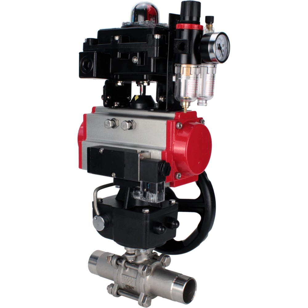 Изображение товара Кран шаровой DN.ru 304-304-PTFE-W-ISO-H Ду150 Ру16 с пневмоприводом