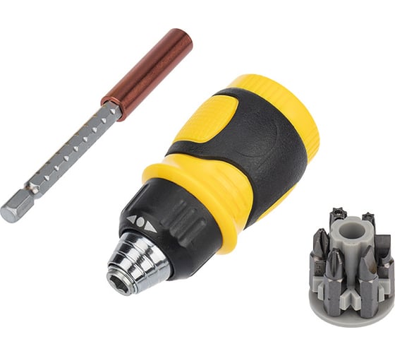 Изображение товара Реверсивная отвертка с набором бит REXANT 8 предметов 12-4779