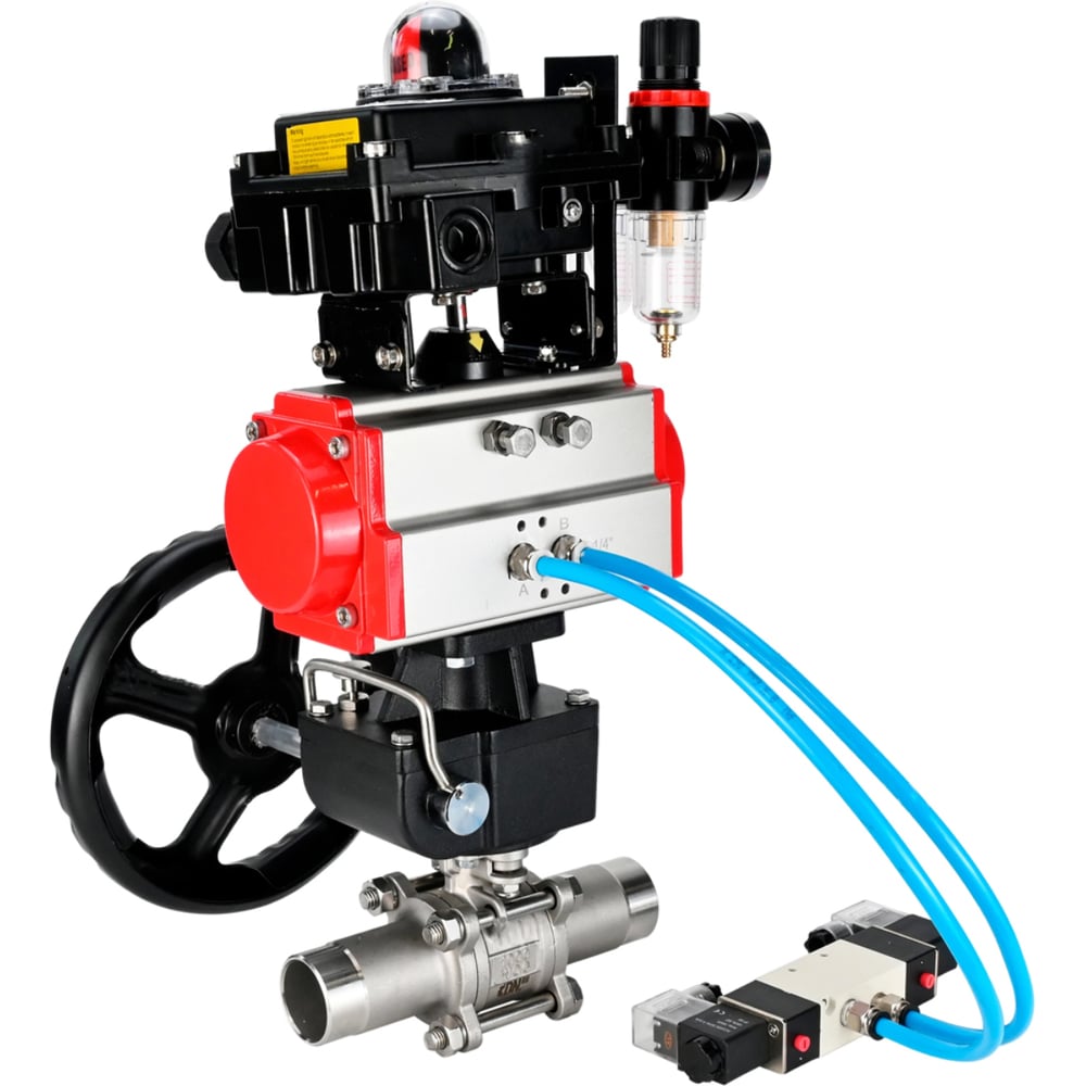 Изображение товара Кран шаровой 316-316-PTFE-W-ISO-H Ду150 Ру16 с пневмоприводом