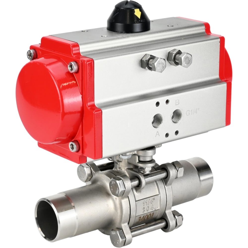 Изображение товара Кран шаровой 316-316-PTFE-W-ISO-H Ду25 Ру63 с пневмоприводом