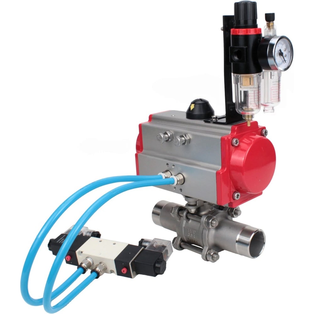 Изображение товара Кран шаровой 316-316-PTFE-W-ISO-H Ду20 Ру63 с пневмоприводом DA-065