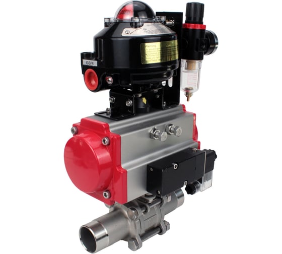 Изображение товара Кран шаровой 316-316-PTFE-W-ISO-H Ду10 Ру63 пневмопривод DA-052, пневмораспределитель 24VDC, БКВ LSB-510, БПВ DN.ru D160-55217