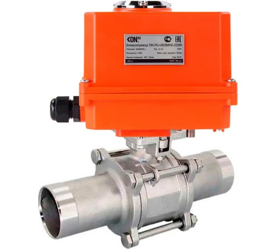 Изображение товара Кран шаровой 316-316-PTFE-W-ISO-H Ду10 Ру63 с 1/4-оборотным электроприводом QT-N-003 MINI 220В DN.ru D160-56265