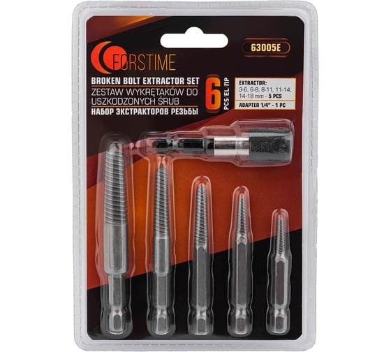 Изображение товара Набор экстракторов резьбы FORSTIME 6 предметов FT-63005E(62672)