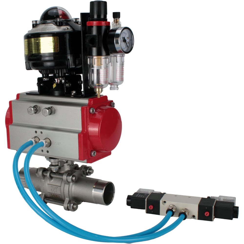 Изображение товара Кран шаровой DN80 PTFE-W ISO-H с пневмоприводом 220VAC