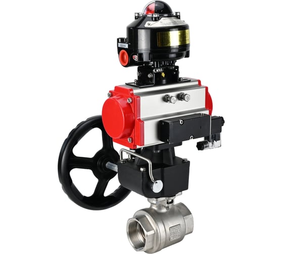 Изображение товара Кран шаровой DN.ru КШМП.316.230-ISO Ду100 Ру40, пневмопривод DA-083, пневмораспределитель 220VAC, БКВ LSB-510, дублёр HDM-2 D160-70154