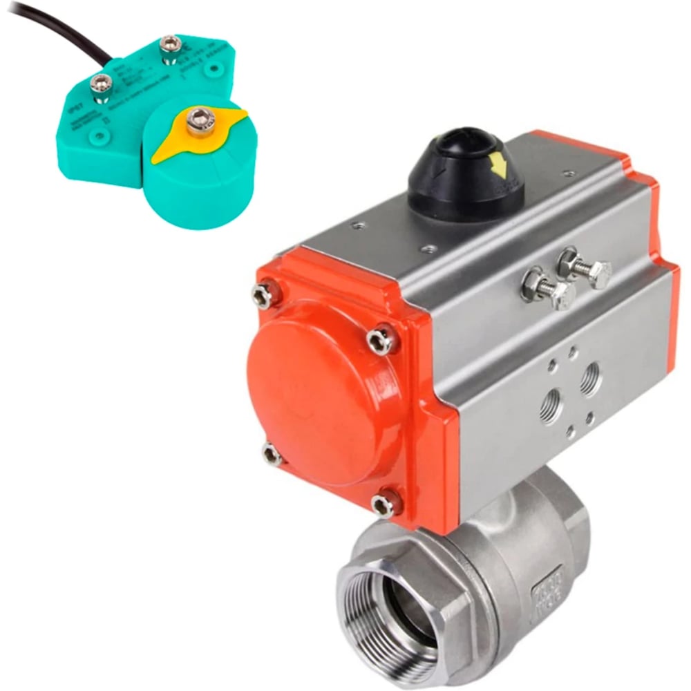 Изображение товара Кран шаровой DN.ru КШМП.316.230-ISO Ду40 Ру63, пневмопривод DA-065, магнитный переключатель МППП-200 D160-70624