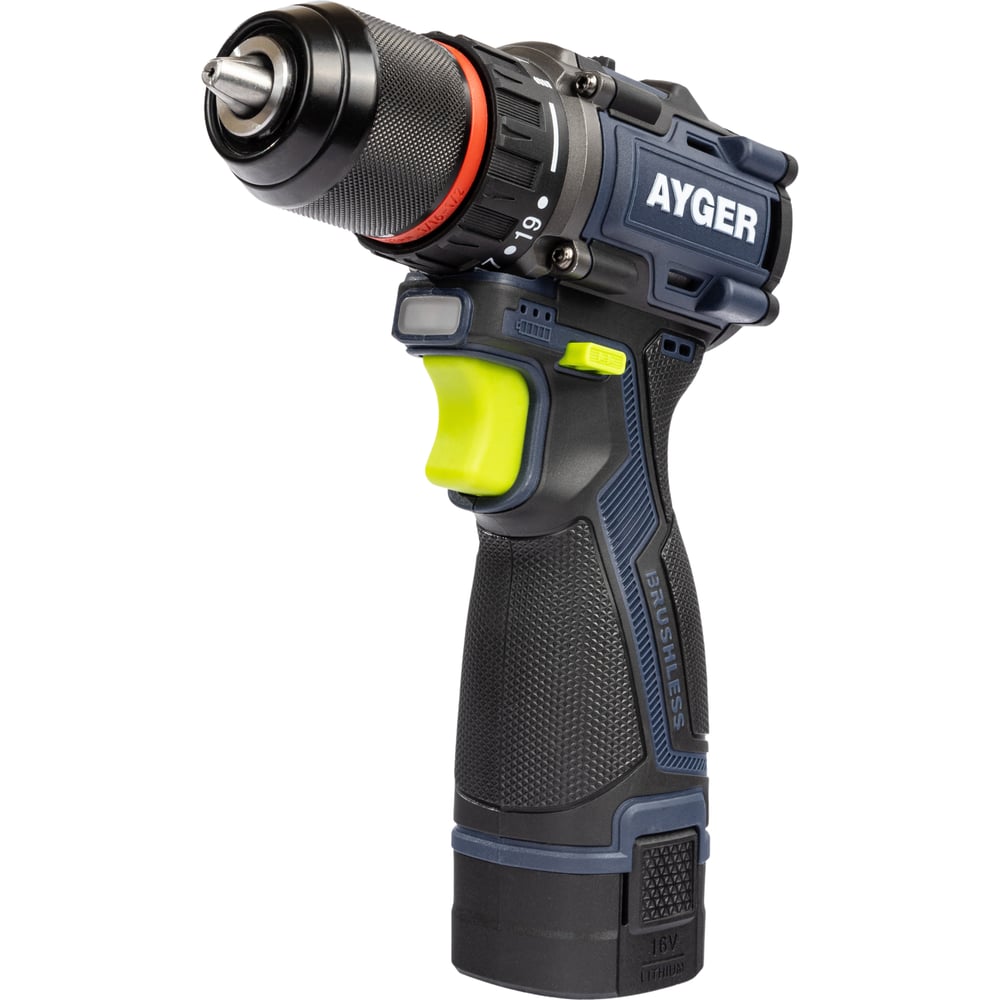 Изображение товара Аккумуляторный бесщеточный шуруповерт AYGER AP16BL2 16 В 2 А*ч реверс подсветка
