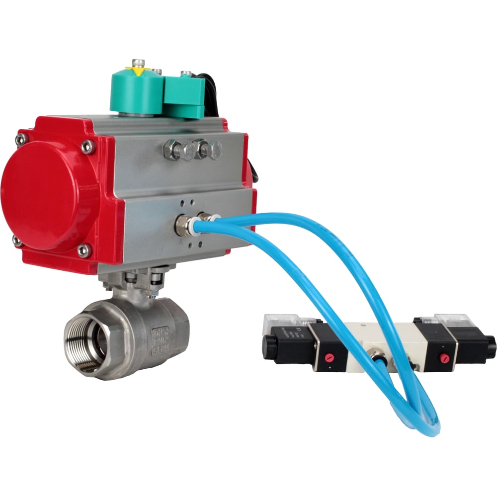 Изображение товара Кран шаровой DN.ru КШМП.316.230-ISO Ду80 Ру40 с пневмоприводом и магнитным переключателем