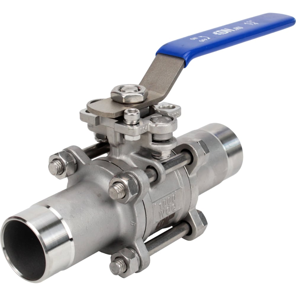 Кран шаровой DN.ru 304-304-PTFE-W-H LONG Ду150 Ру16 3-составной, под приварку, рукоятка D160-60711