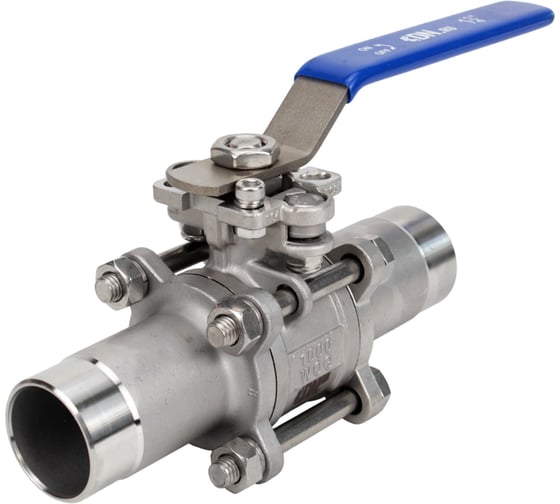 Изображение товара Кран шаровой DN.ru 316-316-PTFE-W-H Ду40 Ру40 полнопроходной, 3-составной, под приварку, с рукояткой D160-53653