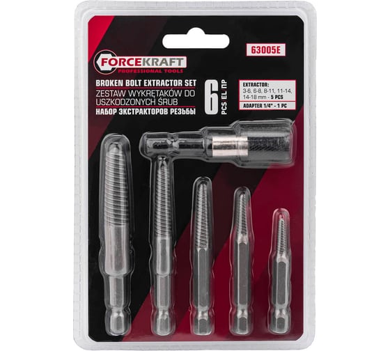 Изображение товара Набор экстракторов резьбы Forcekraft 6 предметов FK-63005E(62674)
