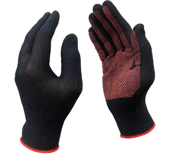 Изображение товара Перчатки рабочие нейлоновые Master-Pro® 20 пар МИКРОТАЧ черный с ПВХ покрытием, принт № 1, размер 10 (XL), 2513-NPVC-BLC-PR1-L-20