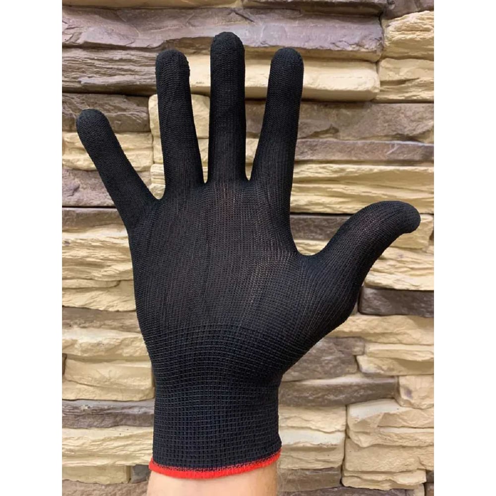 Изображение товара Нейлоновые перчатки Master-Pro без покрытия 50 пар МИКРОТАЧ черный L-XL