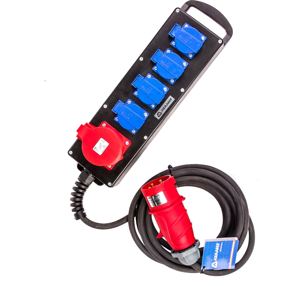 Изображение товара Промышленный удлинитель на колодке Атлант КГ 5x2,5 20м (1x380В 32А CEE 5P/4x220В 16А SCHUCO) ТЕН303-158