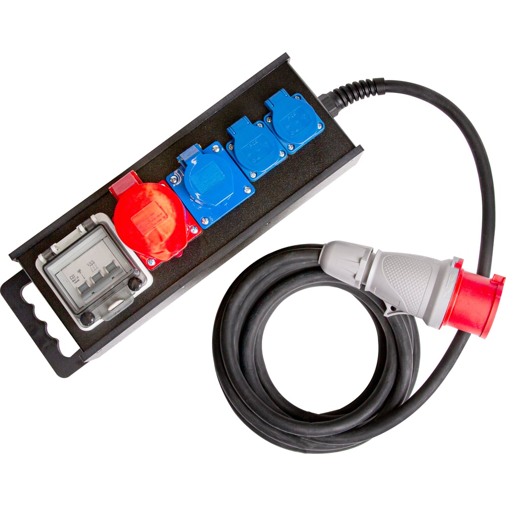 Изображение товара Промышленный удлинитель на колодке с автоматом защиты Атлант 5x4 20м