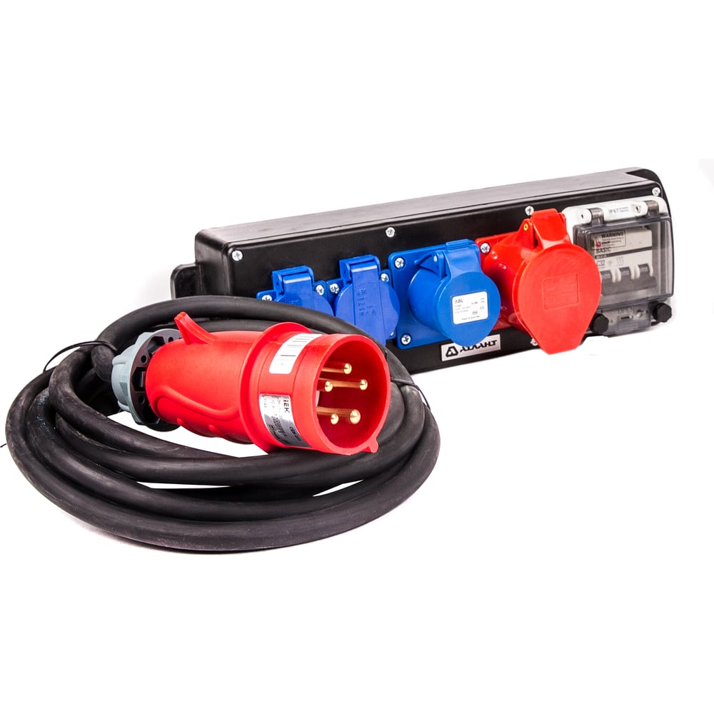 Изображение товара Промышленный удлинитель на колодке с автоматом защиты Атлант КГ 5x4 10м 220В/380В