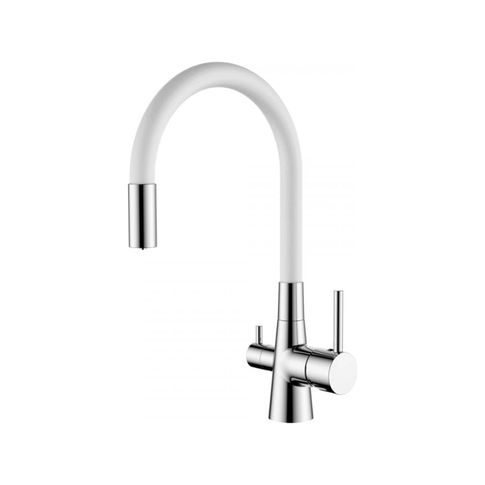 Изображение товара Смеситель для кухни Ledeme с гибким изливом L4955-3 белый современный стиль