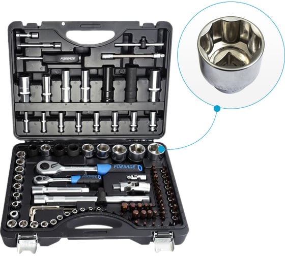 Изображение товара Набор инструментов Forsage PREMIUM 94+6пр. 1/4"(12 гр.) 1/2"(14,22 мм-12гр. F-4941-7 PREMIUM(49596)