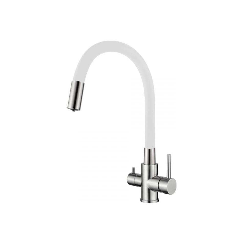 Изображение товара Смеситель для кухни Ledeme с гибким изливом L74255-3 белый современный дизайн