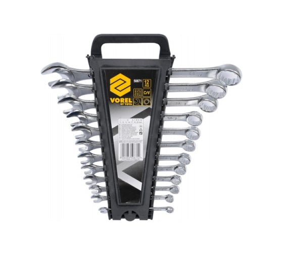 Изображение товара Набор комбинированных ключей VOREL 6-22 мм 12шт Cr-V 50871