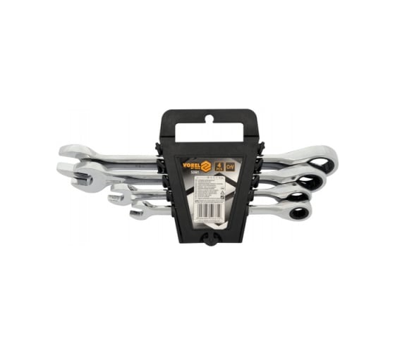 Изображение товара Набор комбинированных ключей с трещоткой VOREL 4 предмета 52661