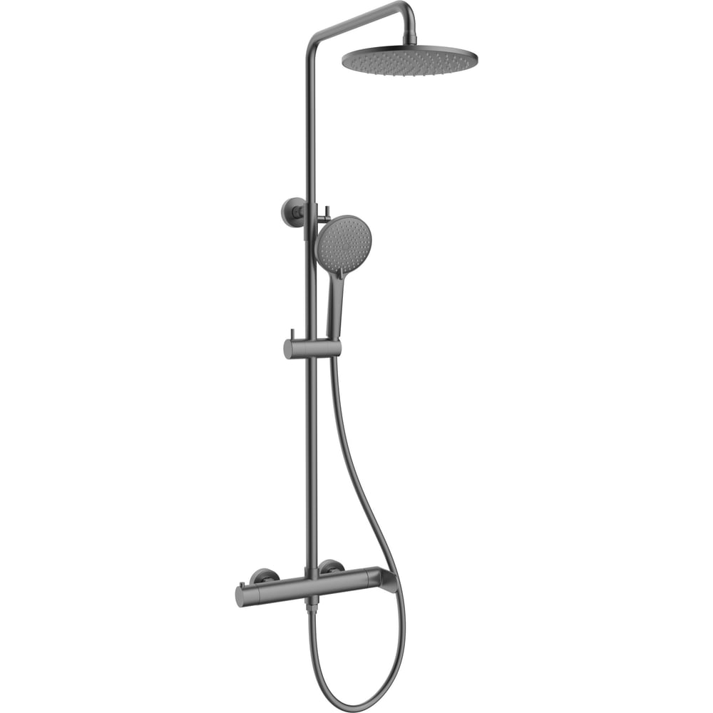 Изображение товара Душевая стойка VINCEA Rondo без излива, вороненая сталь VSFS-1R0GM