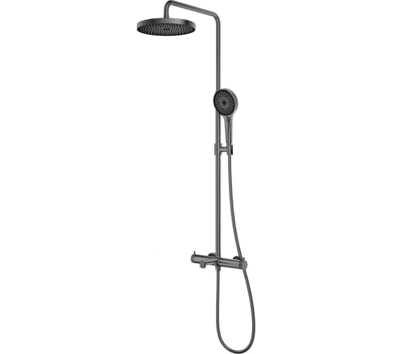 Изображение товара Душевая стойка VINCEA Rim с изливом, вороненая сталь VSFS-2RM1GM