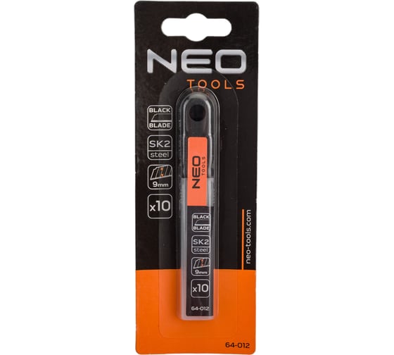 Изображение товара Лезвия сменные отламывающиеся (10 шт; 9 мм; чёрные; SK2) NEO Tools 64-012
