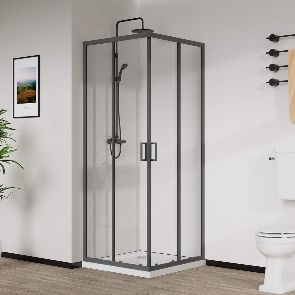 Изображение товара Душевой уголок VINCEA City 900х900 прозрачное стекло вороненая сталь регулируемый