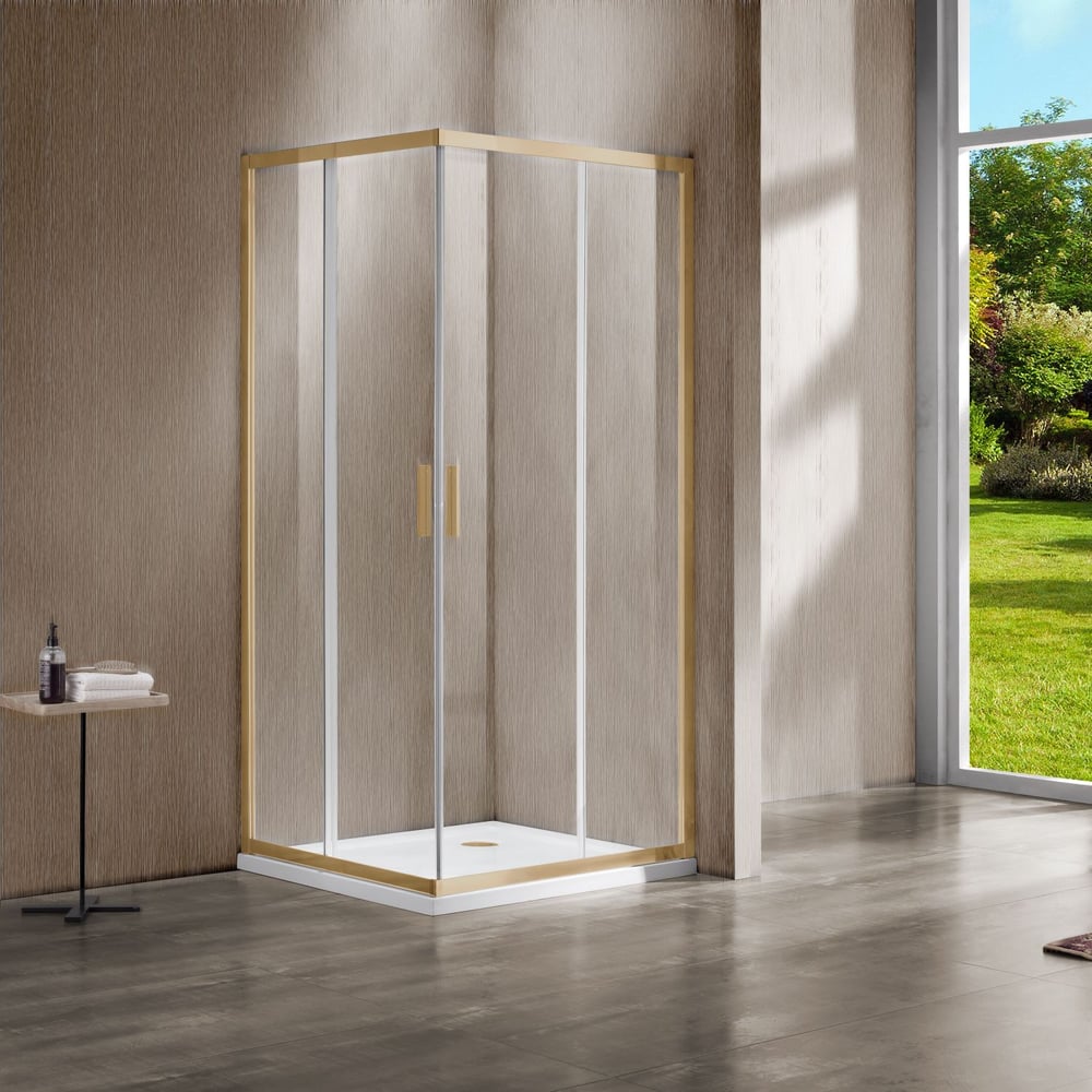 Изображение товара Душевой уголок VINCEA Garda 1000х1000 брашированное золото стекло прозрачное