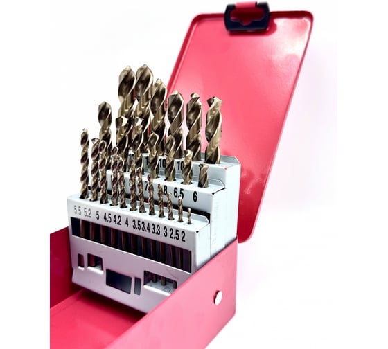 Изображение товара Набор сверл по металлу Профоснастка № 72, наб. 25 шт (d=2/2,5/3/3,3/3,4/3,5/4/4,2/4,5/5/5,2/5,5/6/6,5/6,8/7/8/8,5/9/10/10,2/10,5/11/12/13) HSSE, металлический кейс 180201072