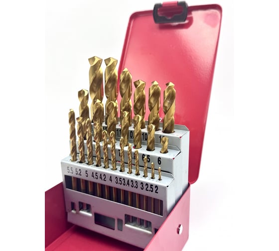 Изображение товара Набор сверл по металлу Профоснастка № 71, наб. 25 шт (d=2/2,5/3/3,3/3,4/3,5/4/4,2/4,5/5/5,2/5,5/6/6,5/6,8/7/8/8,5/9/10/10,2/10,5/11/12/13) HSS M2TIN, кейс 180201071