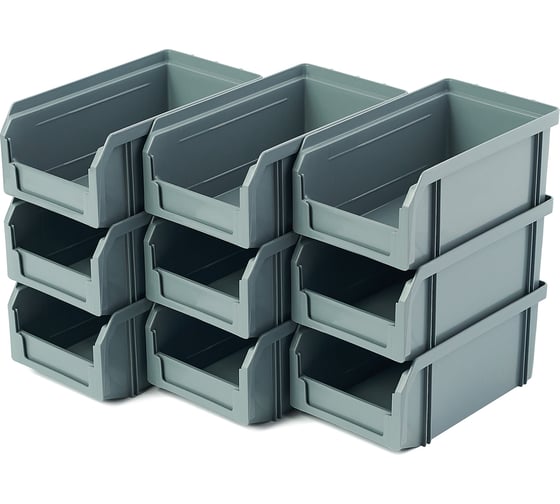 Изображение товара Пластиковый ящик СТЕЛЛА-ТЕХНИК комплект 9 штук V-1-К9-серый
