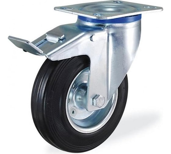 Изображение товара Поворотная колесная опора с площадкой, с тормозом KAMA K-3302-SLS-100-F18