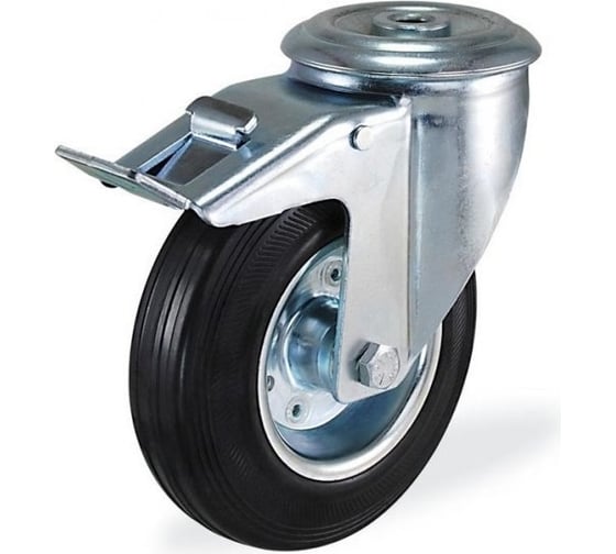 Изображение товара Поворотная колесная опора под болт с тормозом KAMA K-3300-SLS-080-F18