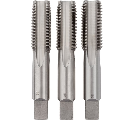Изображение товара Комплект из метчиков трехпроходных машинно-ручных Профоснастка №1001 Эксперт М2*0,4 HSS-G M2 DIN 352, 3шт., упак. в пласт. боксе по 3 шт. 50271001