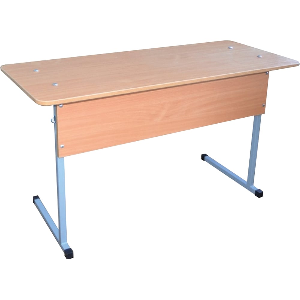 Изображение товара Стол-парта 2-местный нерегулируемый ОФИСМАГ Бюджет, 1200x500x760 мм, рост 6, серый каркас, ЛДСП бук 531366