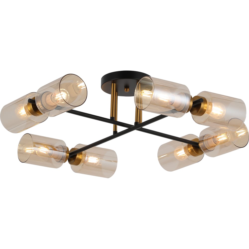 Изображение товара Современная люстра Freya FR4014PL-08BBZ с 8 лампами и янтарными плафонами