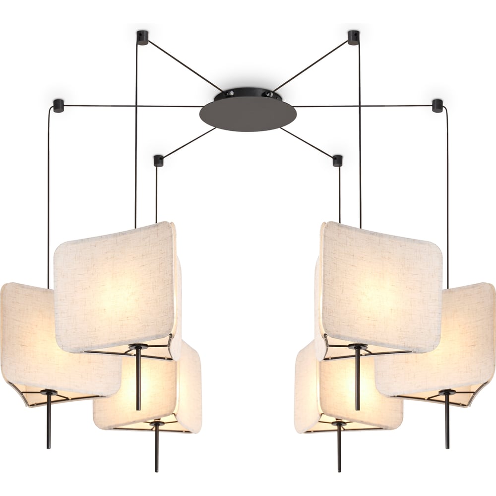 Изображение товара Люстра Freya FR5511PL-06B с 6 лампами, черная арматура, тканевые плафоны