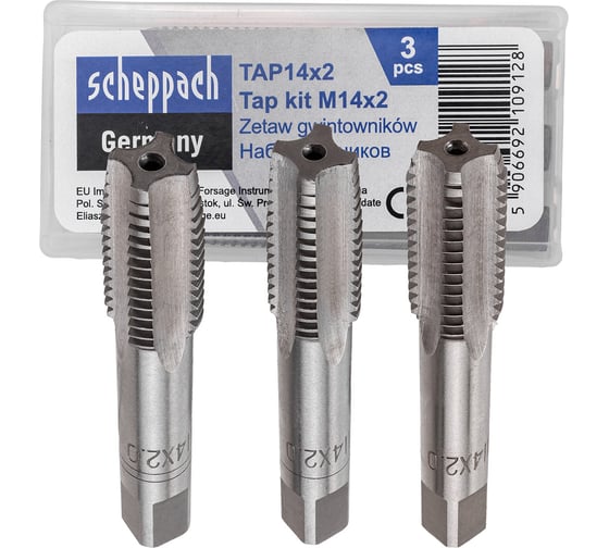 Изображение товара Метчик Scheppach M14x2, 3шт Sch-TAP14x2(62783)