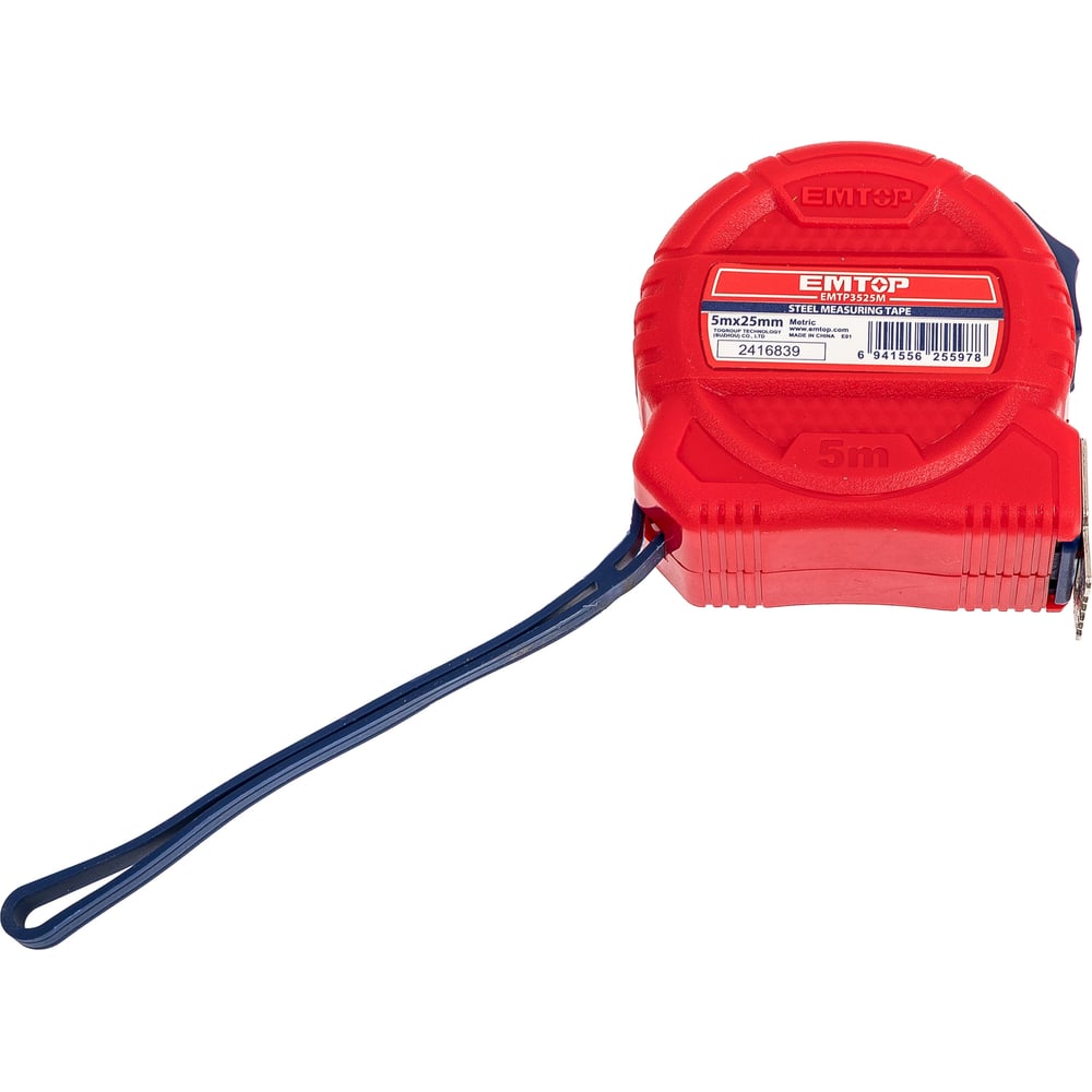 Изображение товара Рулетка emtop 5м EMTP3525M легкая и прочная для бытовых и строительных работ