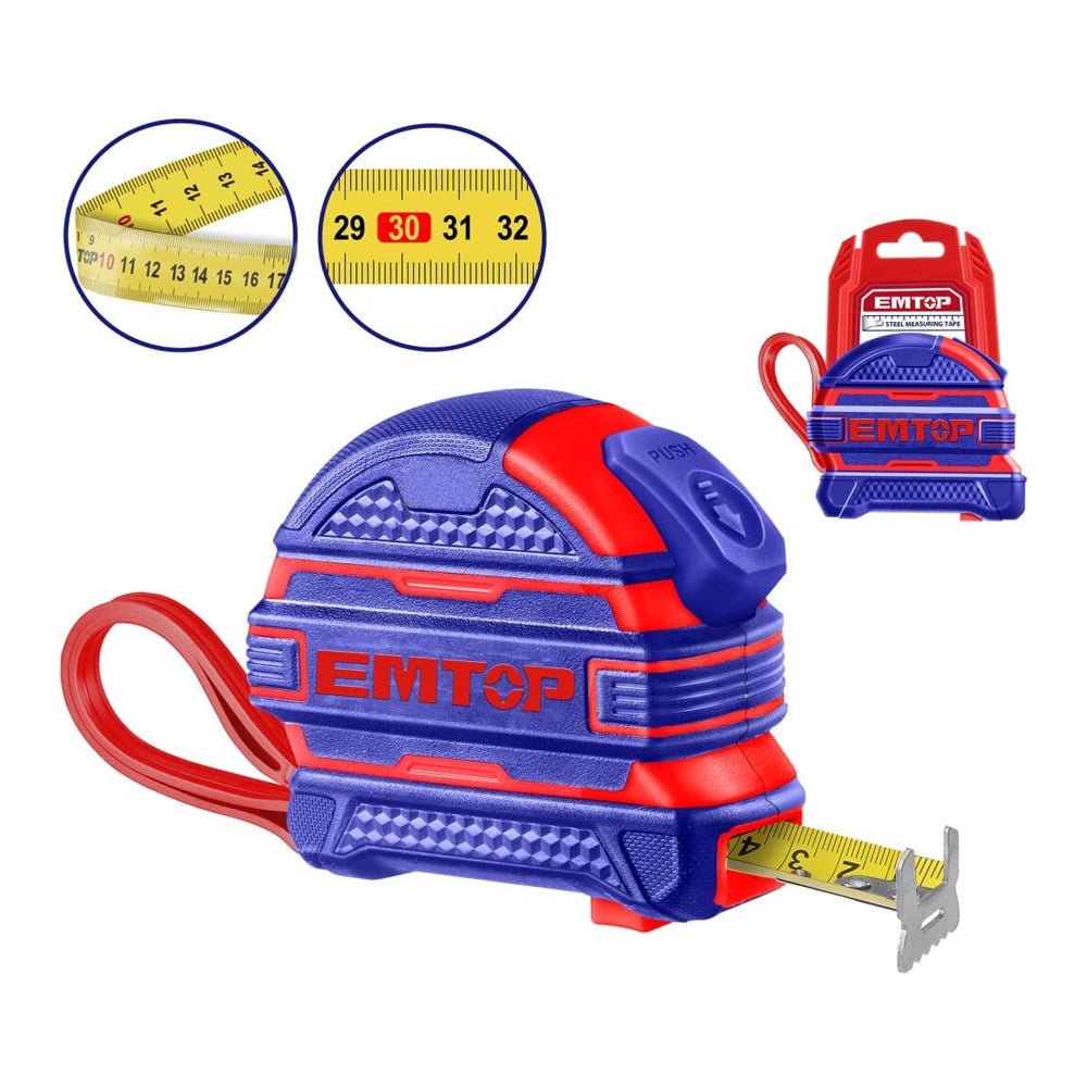 Изображение товара Рулетка emtop 8м EMTP2825M — надежный измерительный инструмент для дома и работы