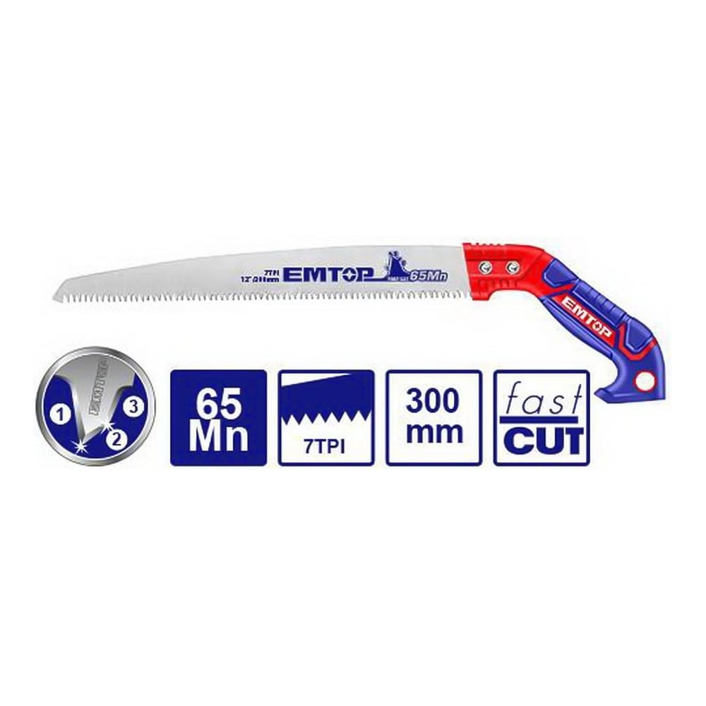 Изображение товара Пила садовая emtop 300 мм EHASP3001 для веток и сучьев