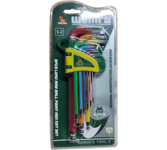 Изображение товара Набор шестигранных ключей с шаром WYNNS (удл.) 1,5-10, CR-V, 9 шт W9921A/ Tools 00-00006978