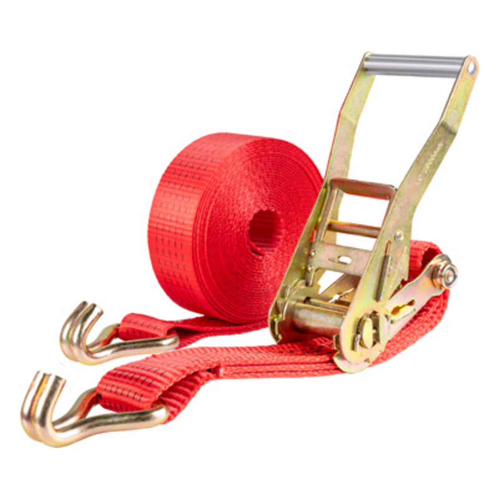 Изображение товара Стяжка груза SKYWAY 5,0т 8,0м  STAFF 50мм красный храповый механизм с крюками полиэстер 1шт S03601041